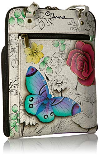 Anna by Anuschka Women's Genuine Leather Tall Zip-Around Cross Body| Hand Painted Original Artwork | Floral Paradise2