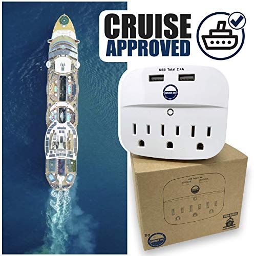 Cruise Power Strip No Surge Protector with USB Outlets - Ship Approved (Non Surge Protection) Cruise Essentials