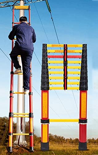 Insulated Ladder Electrician Telescopic Ladder 10/11.5/16.5/20ft Tall, Heavy Duty Professional Fiberglass Non Conductive Telescoping Ladder, Load 330lbs (Size : 5m/16.4ft)