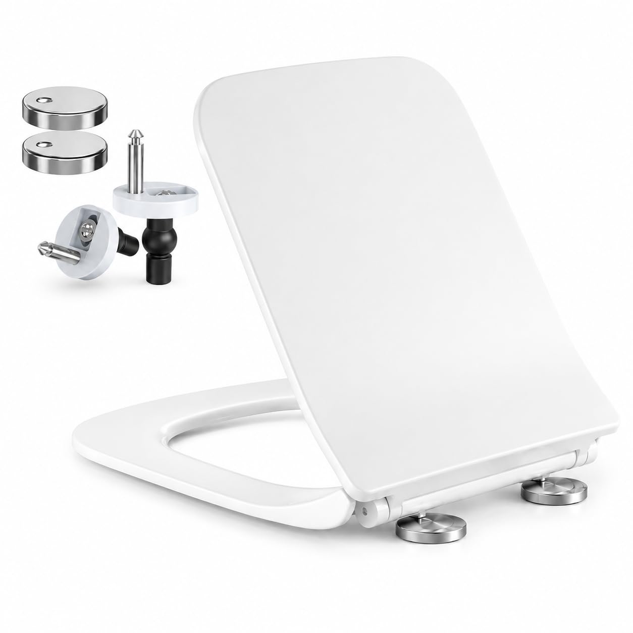 S SHAM ® Square Toilet Seat with Soft Close & Quick Release, Top Fixing 445x360x48mm Square Toilet Pan Seat, Easy Clean