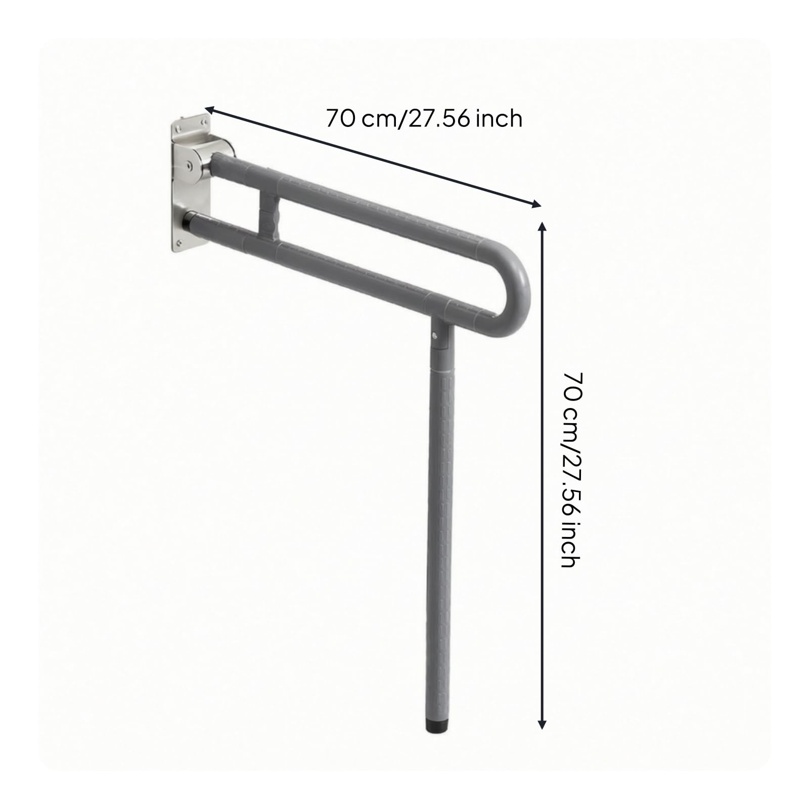Maniglione Pieghevole Ergonomico, Grigio, Grigio, 700mm - Con Gamba