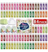 84 Pack Natural Lip Balm Bulk with Vitamin E and Coconut Oil Valentine's Day best choice - Moistu...