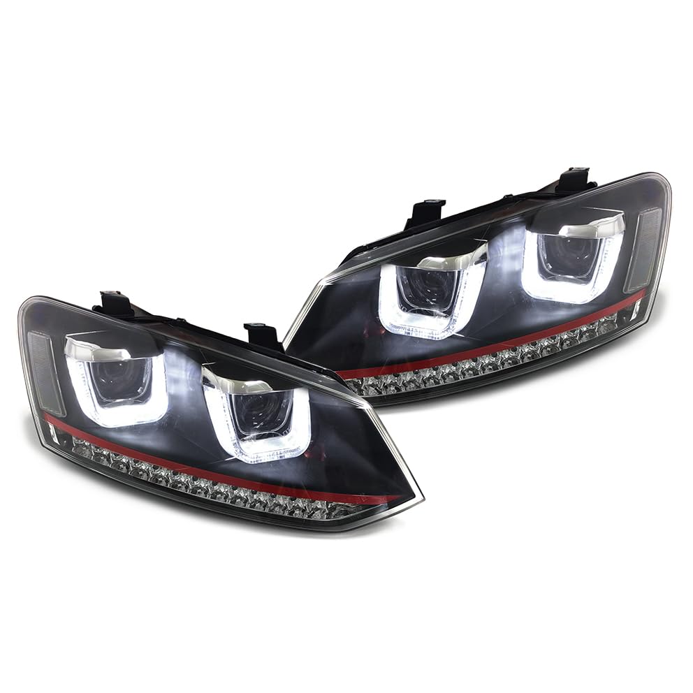 EUROPETUNING - 04679 - PHARES FEUX NOIRS CLIGNOTANTS LEDS DYNAMIQUES POLO 6R et 6C BANDE ROUGE