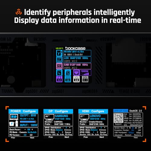 DOCKCASE Smart Hub USB C 10 in 1 Edizione Explorer, Doppio Display 4K@60 Hz, PD 3.0 100w, RJ45 Ethernet, 2 USB 3.2, 2 USB 2.0, 1 USH-II TF/SD slot, Docking Station USB C per MacBook Pro/Air, Dell Nero - Hub USB - Immagine 1