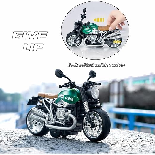 Image of Braintastic Model Diecast Car Toy Vehicle Pull Back Friction with Openable Doors Light & Music Toys for Kids Age 3+ Years (Sports Bike Green)