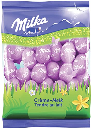Milka - Petits Œufs Tendre Lait - Œufs en Chocolat au Lait de Pâques - Au Lait du Pays Alpin - Cacao 100% Durable - 1 Sachet (350 g) Cover