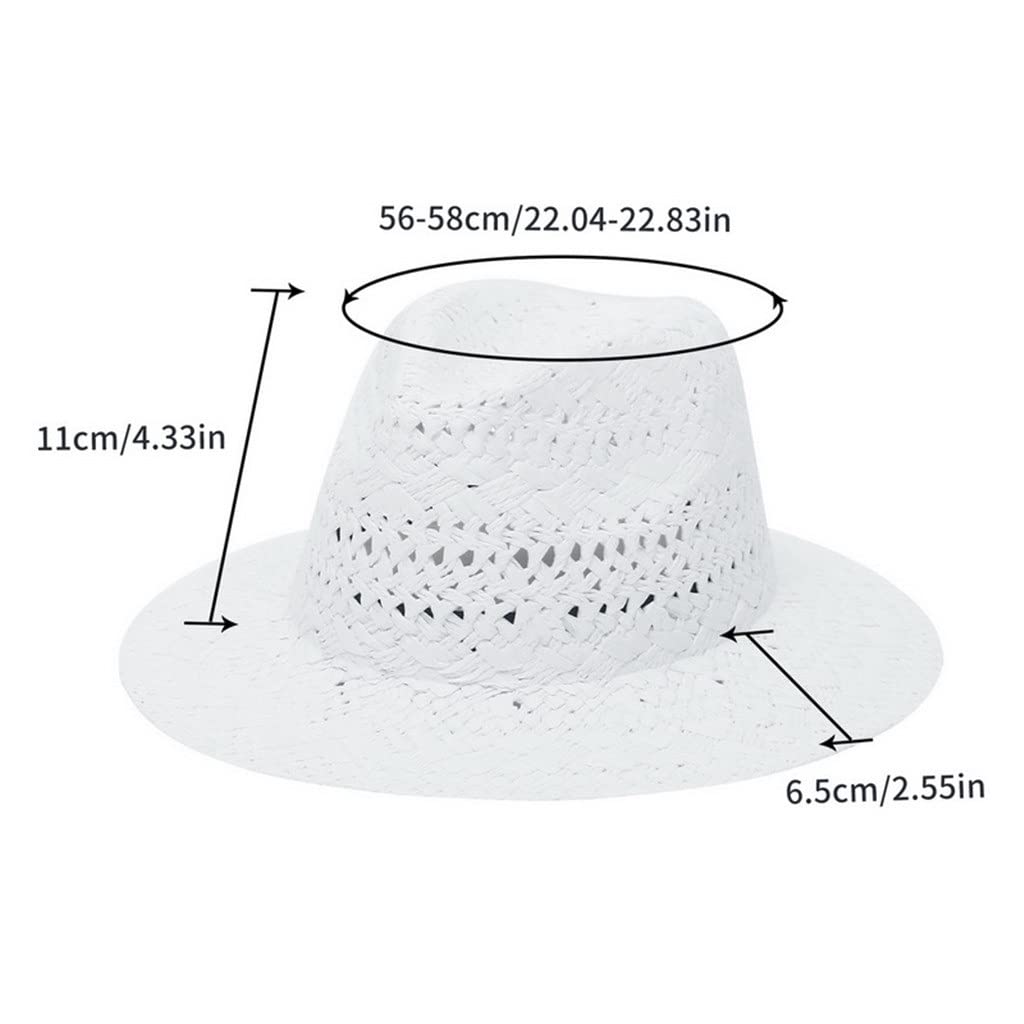 ACiyD Chapeaux de Soleil décontractés d'été pour Femmes Jazz Hat Hommes Beach Straw Panama Hat Hollow Sun Visor Caps (Color : D, Size : 56-58CM) (C 6 7/8)