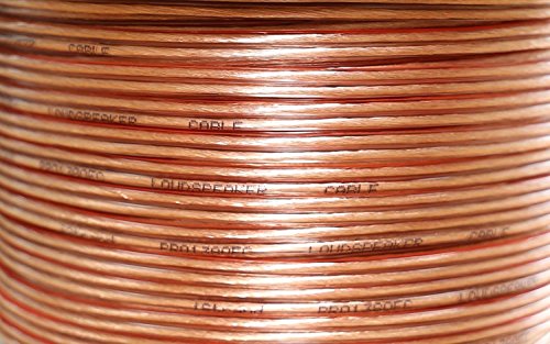 Image of iStrand Premium 18 AWG 2 x 69 Strand Oxygen Free Copper/OFC Speaker Cable/Wire - Clear Transparent Outer Jacket with Red Polarity Marker – Outer Dimensions of Cable 5.6mm x 2.8mm (10m)