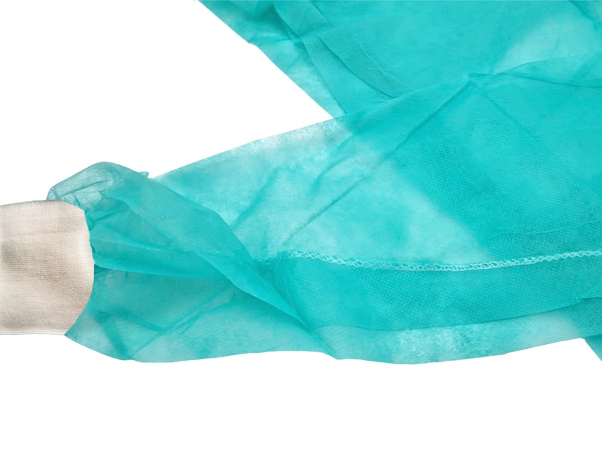 Camici usa e getta Tiga-Med 10 pezzi – Camice protettivo in tessuto non tessuto verde 130×155 cm con polsini extra lunghi MRSA