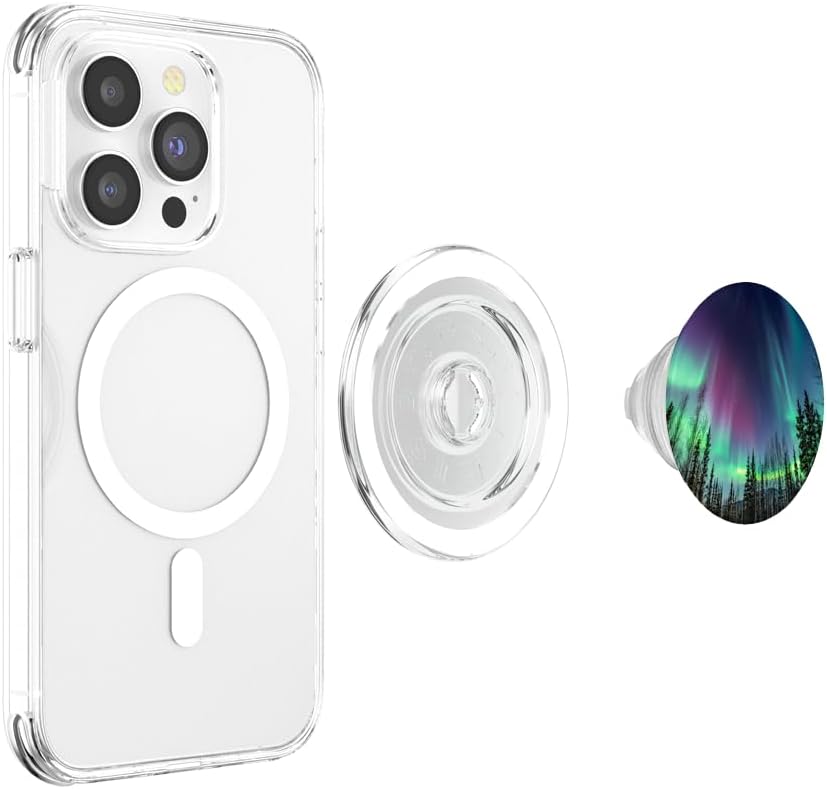 Northern Lights Aurora Borealis Green Purple Phone Stand PopSockets PopGrip for MagSafe