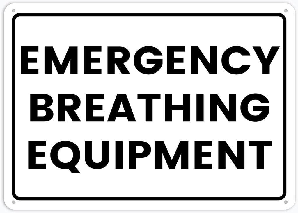 8"x12" Rust Free Aluminum Metal Sign - Emergency Breathing Equipment - Weather Resistant, Durable, Easy To Mount