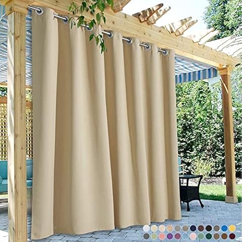 SXLONG Outdoor Curtains Waterproof, 24 color customization Blackout Blinds, Outdoor blinds Grommet (Top), Waterproof Gazebo Curtains for Garden Pergola Patio (1 Panel) Cover