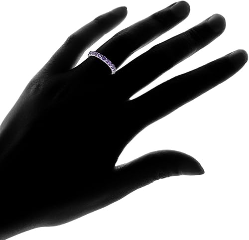 Miniatura 4 de Ice Gems Anillo de eternidad de plata esterlina con amatista africana de 0.118 in de corte redondo