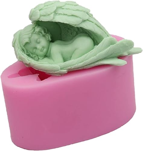 Molde de silicona para velas de ángel durmiente, molde de jabón de silicona Baby Angel para fondant, molde para hornear pasteles de chocolate para