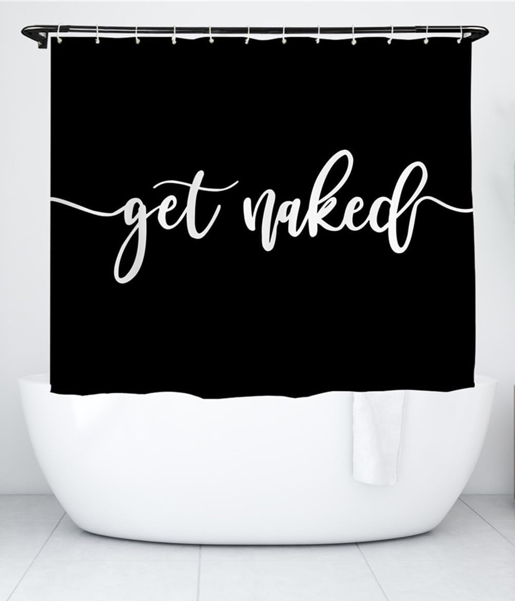 Short Shower Curtain 150cm Drop with 8 Free Hooks, Water repellent