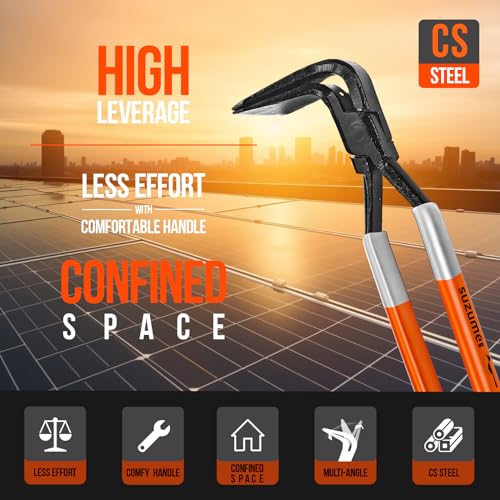 Image of SUZUME 3 Pack Hand Seamers Sheet Metal Tools, Metal Bender Hand Tool, Sheet Metal Bender - 𝗦𝘁𝗿𝗮𝗶𝗴𝗵𝘁, 𝟰𝟱𝗮𝗻𝗱 𝟵𝟬 with a Tool Box, for Roofing, HVAC, Drawer