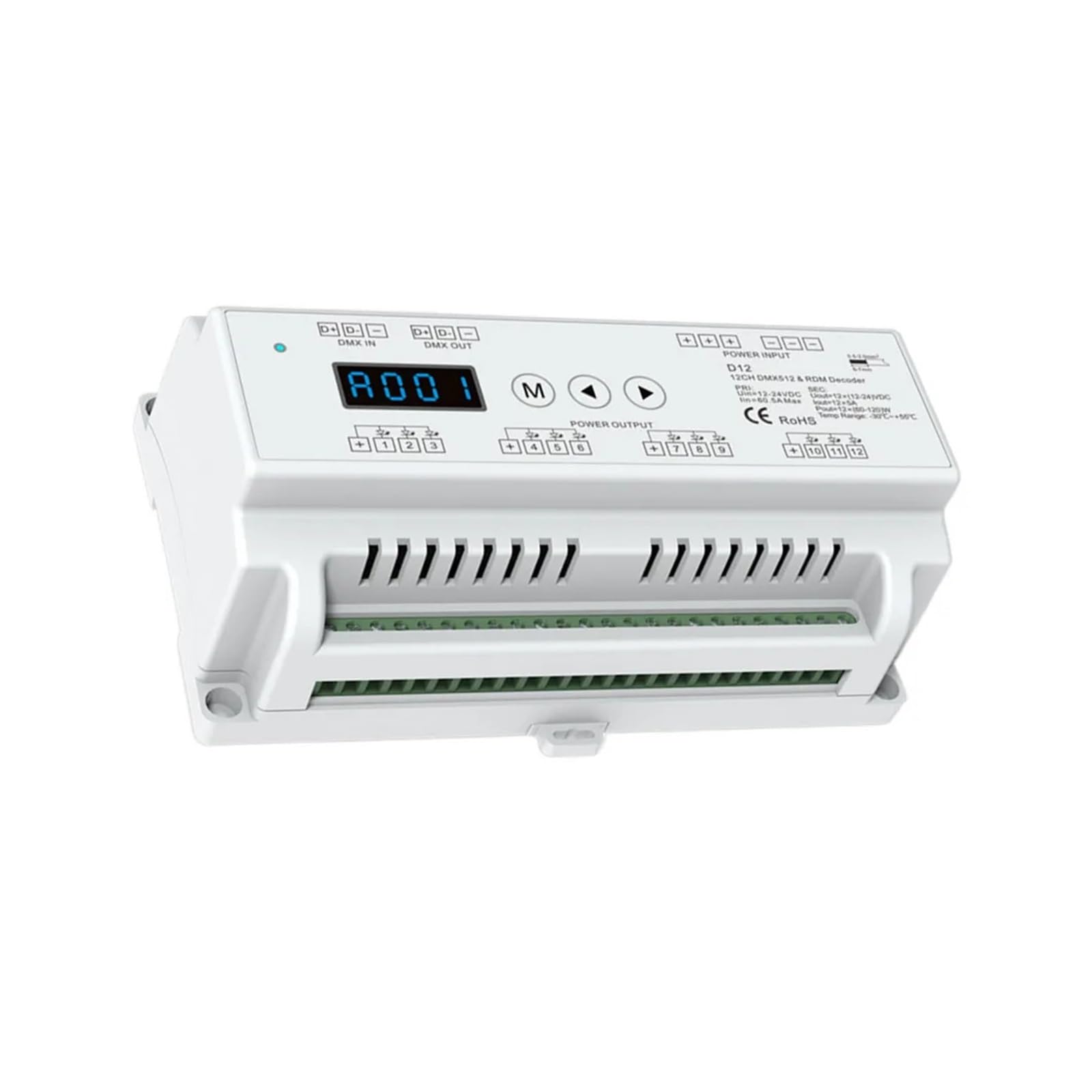 DC12-24V 12-Channel DMX512&RDM decoder RGB Light Strip Controller Constant Voltage LED dimmer Digital Tube