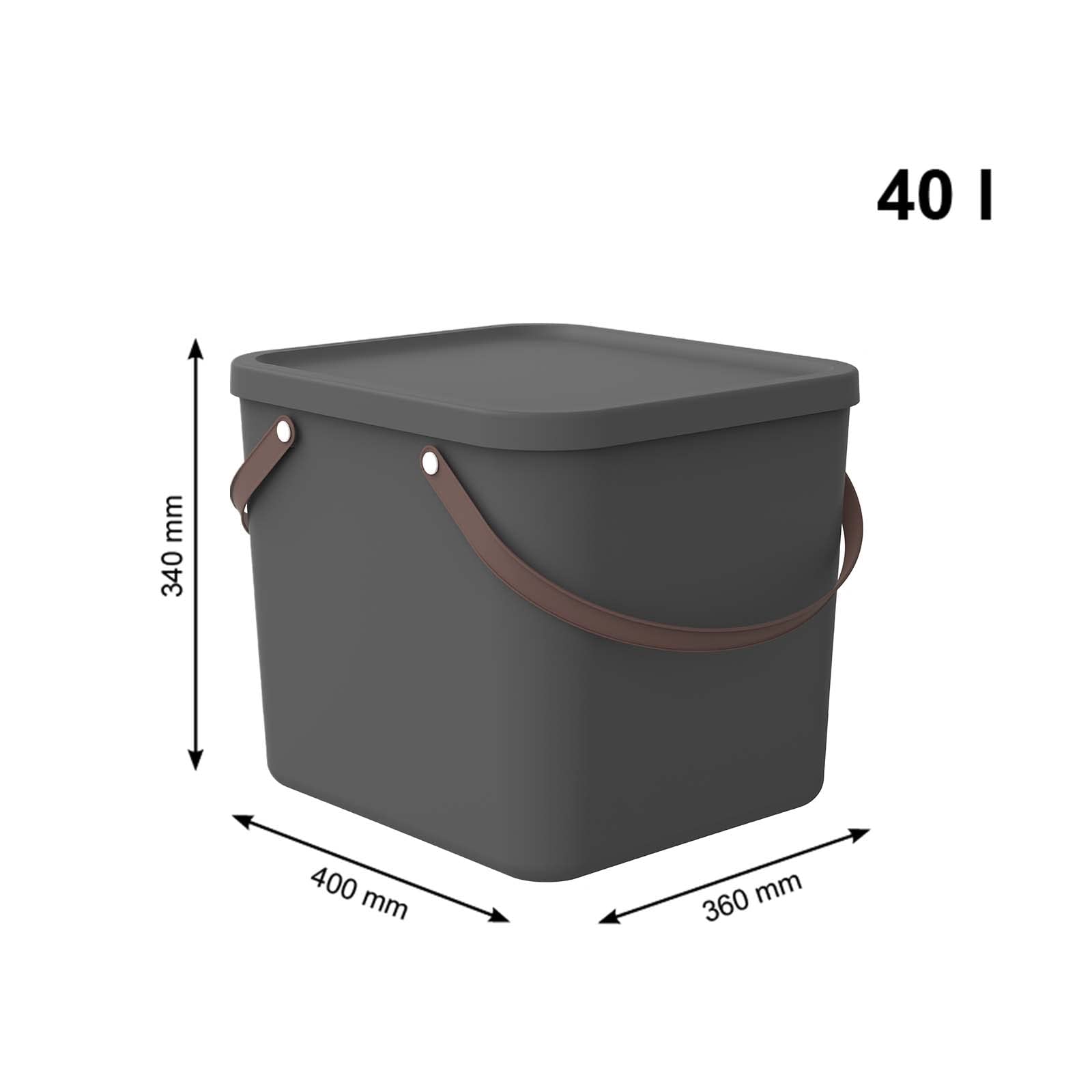 Rotho Albula Set Aufbewahrungsbox mit Deckel 3 x 40 L stapelbar Anthrazit | Aufbewahrungsboxen im 3er-Set, stapelbare Boxen, recycelter PP-Kunststoff, 40 L je Aufbewahrungsbox, mit Deckeln, Anthrazit