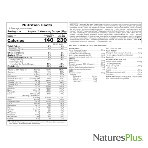 Image of NaturesPlus Source of Life Energy Shake, Creamy Granola - 2.2 lbs, Pack of 2 - Provides 13g Complete Protein, Vitamins & Minerals - Non-GMO, Gluten Free, Vegetarian - 52 Total Servings