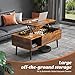 Sweetcrispy Lift Top Coffee Tables for Living Room, Small Rising Wooden Center Tables with Storage Shelf and Hidden Compartment, Brown