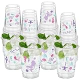 HYMENEX 50Pcs Mermaid Cups, 12 Oz Mermaid Party Cups for Baby Shower Ocean Summer Birthday Party Favors Decorations Supplies