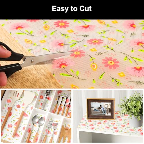 Image of Cooyes Shelf Liner - Premium Non-Adhesive Cabinet & Drawer Liner for Kitchen - Waterproof Shelf Paper with Modern Pattern - Durable EVA Cabinet Mat - Easy to Cut