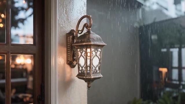 Image of Retro Brass Waterproof Outdoor Wall Light with Water Glass | Exterior Wall Sconces Dimmable, Quick & Easy Installation for Garage Porch Doorway