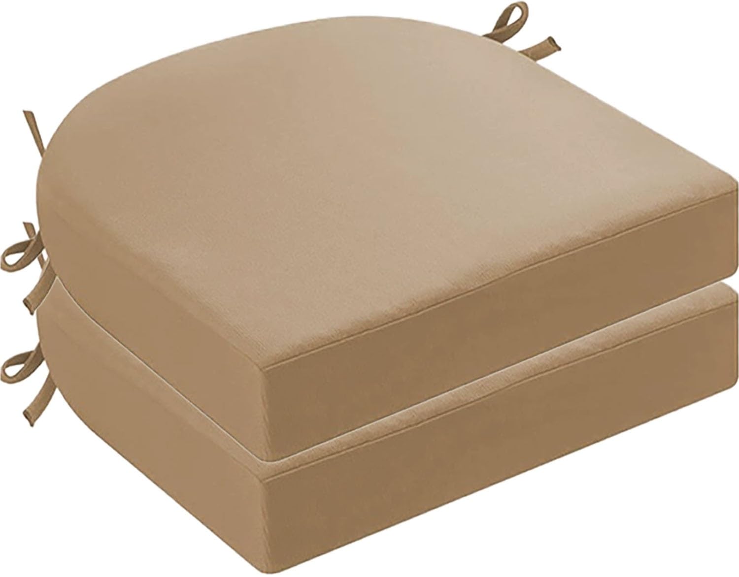 DOGACA Outdoor Chair Cushions Set of 2 4 6, Waterproof U-Shaped Seat Cushion with Ties & Zipper, Removable Washable Patio Chair Pads for Garden, Patio, Camp(9,2pcs:43 * 43 * 5cm)