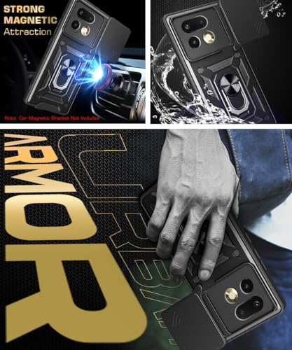 Image of AIBEX Back Cover Compatible for Realme 16 Pro 5G | D10 Tough Armor Case | Sliding Camera Shield | 360 Protection | Kickstand Ring Holder | Military-Grade Bumper Case - Black