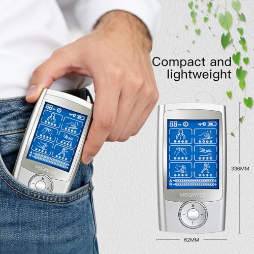 image for MegaWise EMS TENS Unit, 24 Modes with 14 Premium Pads, Dual Channel Mu