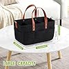 Anhow Sac de Shopping en Feutre, 30L Sacs en Feutre Pliables Shopper avec Compartiments pour Les Sorties en Plein Air, Pique-Niques, Shopping, Rangement - Noir / 40x27x25 cm #2