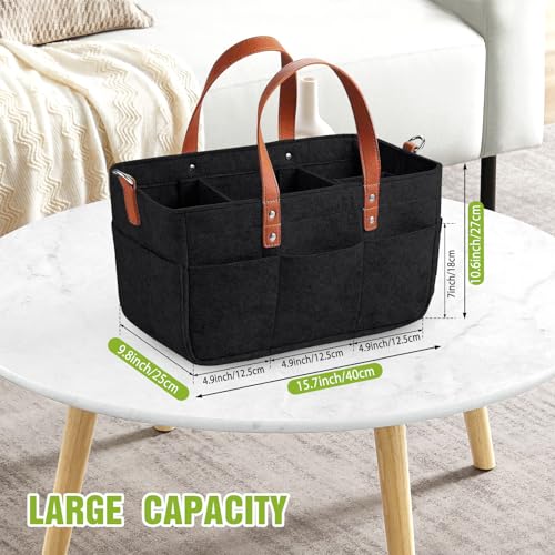 Anhow Panier Pique Nique, 30L Panier de Courses Pliable avec Poignée Coulissante en Aluminium Portable pour Le Plage, Le Bureau, Le Camping, Le Pique-nique, Les Voyages - Noir – vue 3