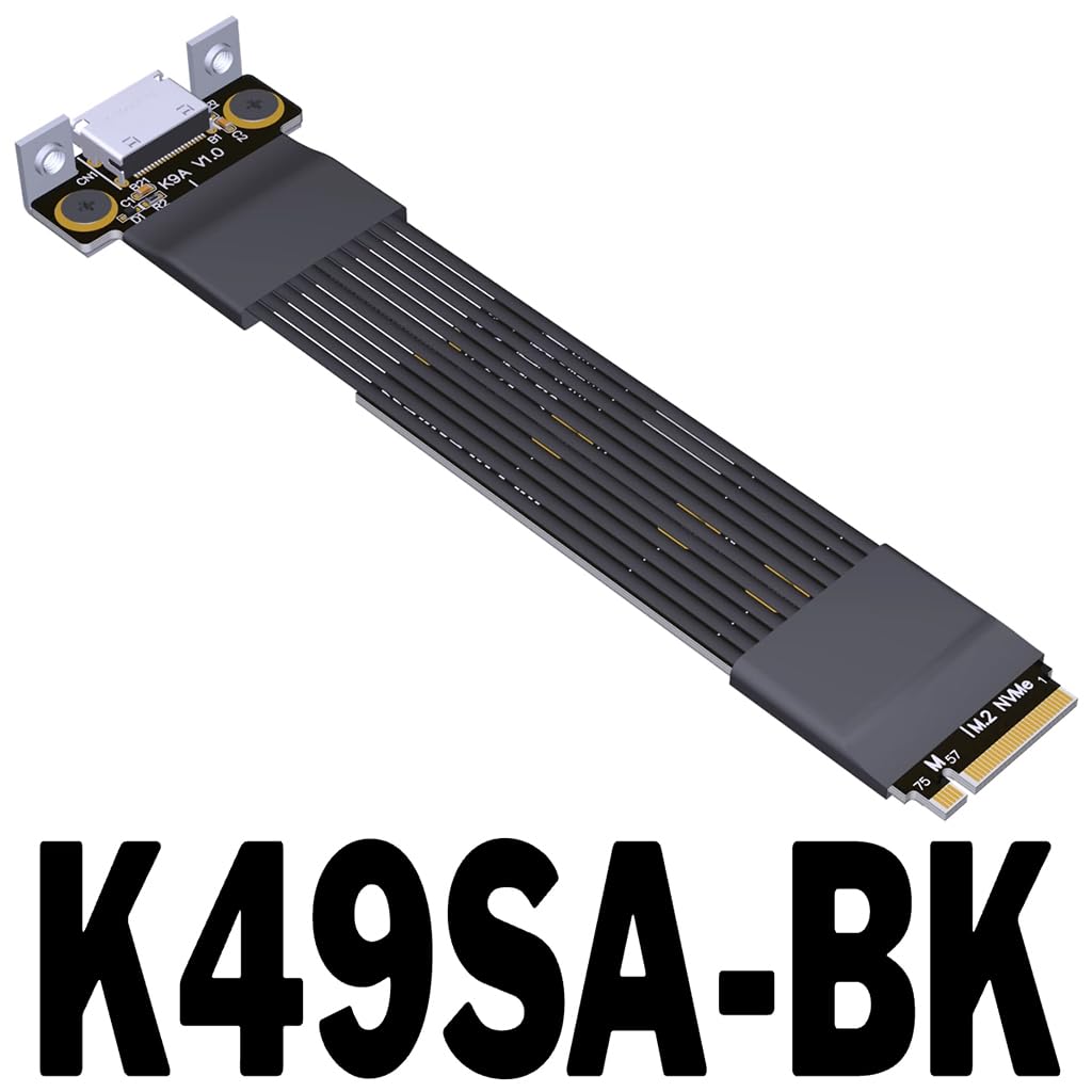 JMT ADT-K49SA-BK PCIe4.0 x4 M.2 NVMe to OcuLink SFF-8611/8612 Adapter 64Gbps Graphics Card External Extension Cable (K49SA-BK,15cm)