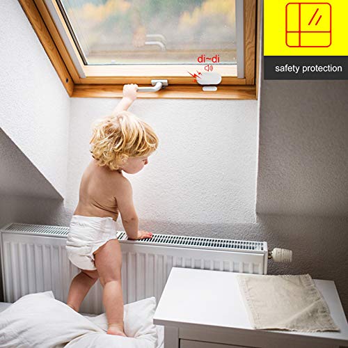 Wireless Window Door Alarm, Personal Home Security Two Way Door Alarm 130dB Super Loud Window Door Magnetic Sensor Door Chime for Home, Store, Office