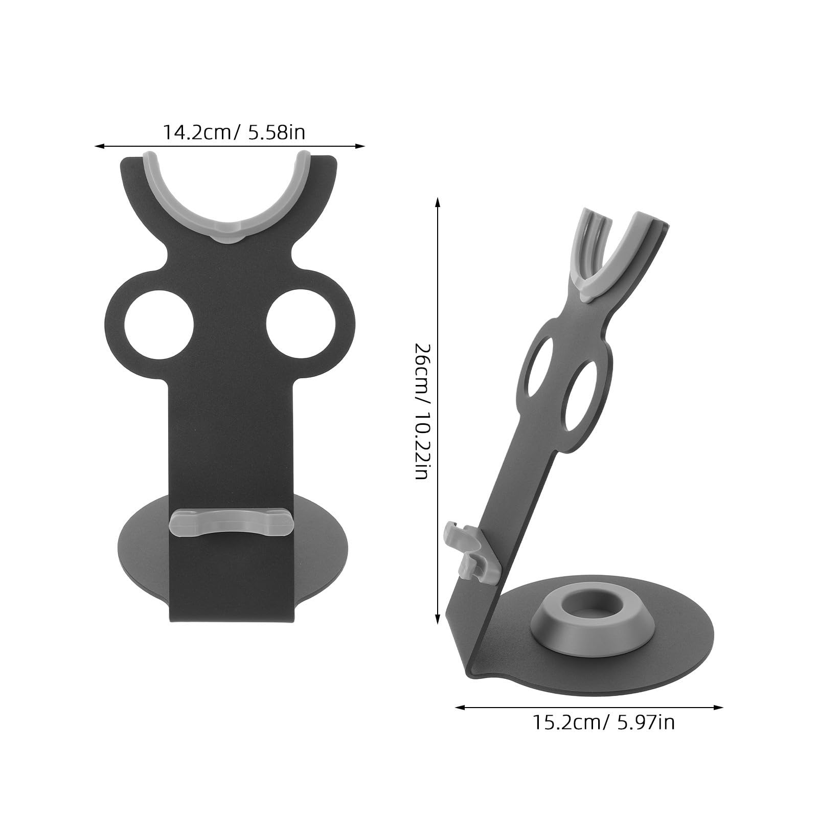 Soporte para Secador de Pelo de Escritorio Negro de Metal y Plástico | Organizador de Encimera para Baño y Tocador, Diseño Moderno, Mantenimiento Fácil, Ahorro de Espacio
