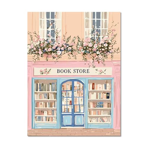 SUHEFAFA Diamond Art Kits for Adults Book Store, 5D Diamond Painting Kits Arts and Crafts, Gem Art for Girls Gifts 12x16inch