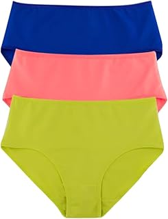 ملابس داخلية بانتيهات متوسطة الطول من القطن بلون سادة حريمي من ميلك، 3 قطع في العبوة