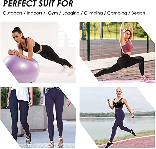 Foto von KUMAYES Damen Sports Leggings Hohe Taille Lange Sporthose Sportleggings mit Bauchkontrolle Yogahose Fitnesshose mit Taschen (M, Schwarz)