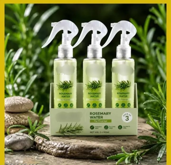 Rosemary Water Hair Spray Pack of 3, 100ml Each | For Thick Hair, Paraben Free, Sulphate Free-picture-20