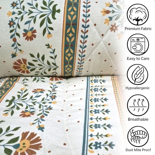 Image of MORADO Glace Cotton AC Comforter /Blanket /Quilt for Double Bed | Ultra Soft & Lightweight | All Season Reversible Comforter | Cozy Bedding for Home & Hotel | Size 90x100 Inches,Mari Gold,Double