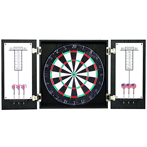 Hathaway Winchester Dartboard Cabinet with Sisal Fiber for Steel Tip Darts - Black