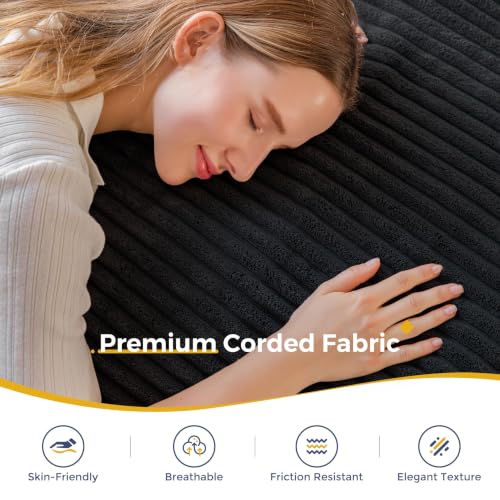 Image of MAXYOYO Giant Bean Bag Chair with Pillow, 3 in 1 Convertible Bean Bag Chair | Removable Floor Cushion Stuffed Floor Lounger for Adults with Washable Cover, Lazy Chair for Living Room, Black, Full