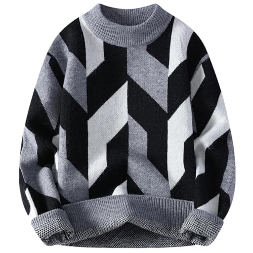 Male Splice Sweaters Harajuku Exercise Style Sweater Top Thick Warm Knit Pullover