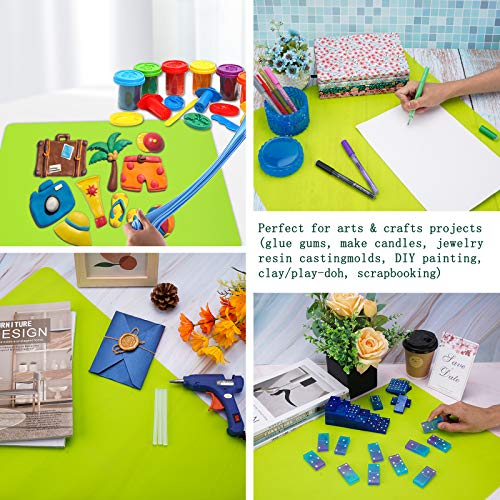 Oversize Silicone Craft Mat, Gartful 27.6 x 19.7 inches Silicone Sheet Epoxy Resin Jewelry Casting Molds Multi-Purpose Table Mat, Placemat, Countertop Protector, Green