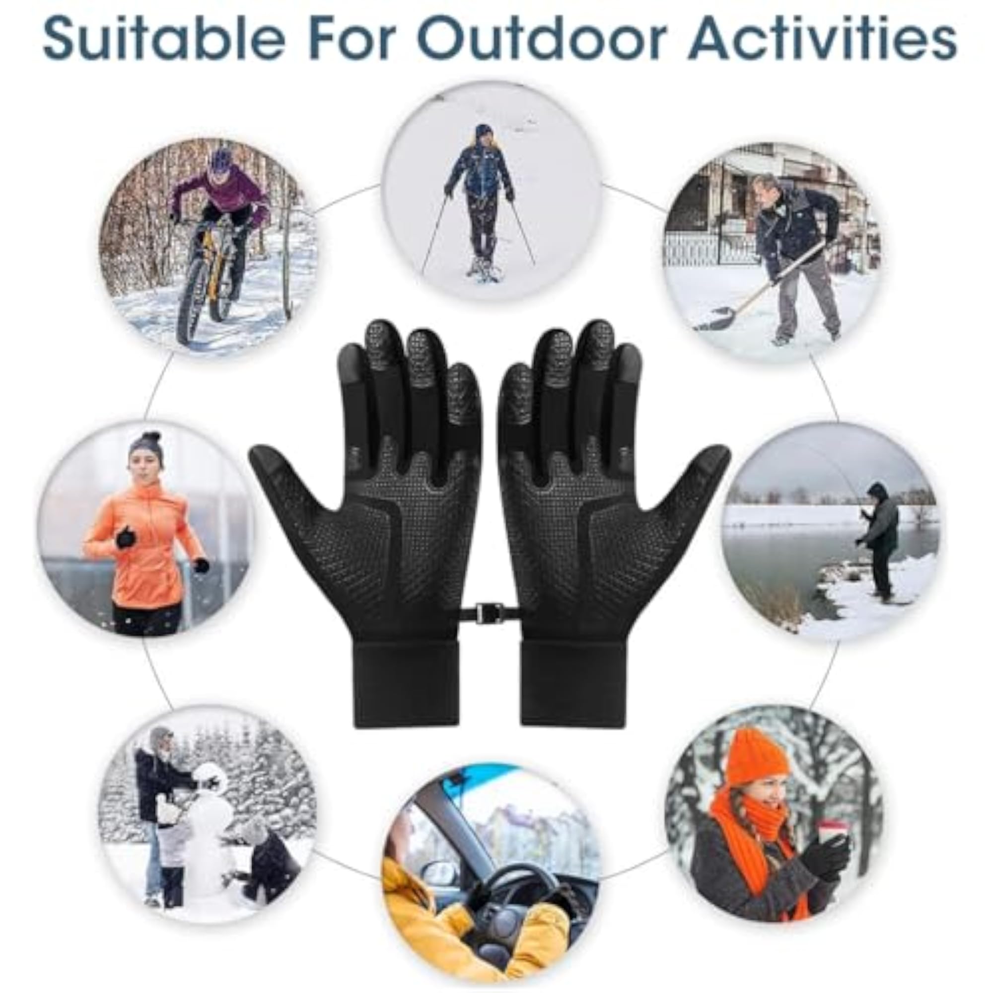 Faux Leather Winter Gloves with Touchscreen
