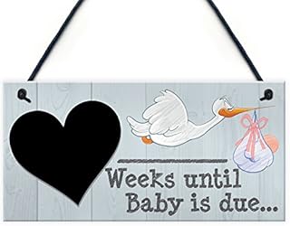 RED OCEAN Weeks Until Baby Is Due Chalkboard Hanging Plaque Baby Shower Pregnancy Gift