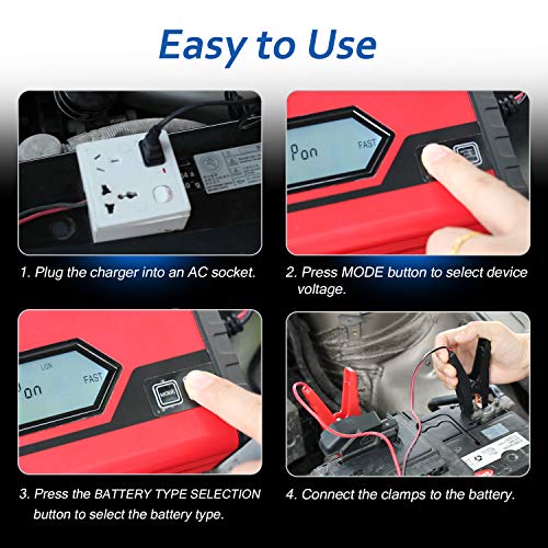 GOOSUO Battery Maintainer Fully-Automatic Smart Charger, 7-Amp/12V Trickle Charger for Cars Motorcycle Boat Tractor ATV RV Lawn Mower