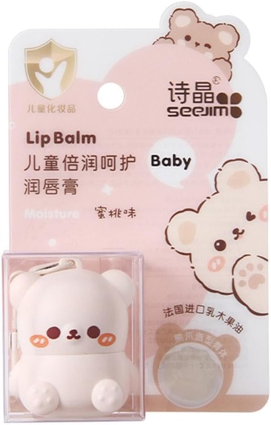 2 in 1 KeyChain Bear Lip Lipstick,Lip Repair Stick,Plumping Lip Gloss