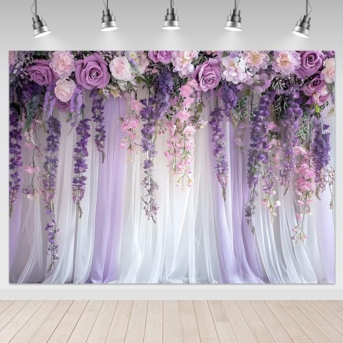 Mocsicka fondo floral púrpura 7x5ft miniatura 1