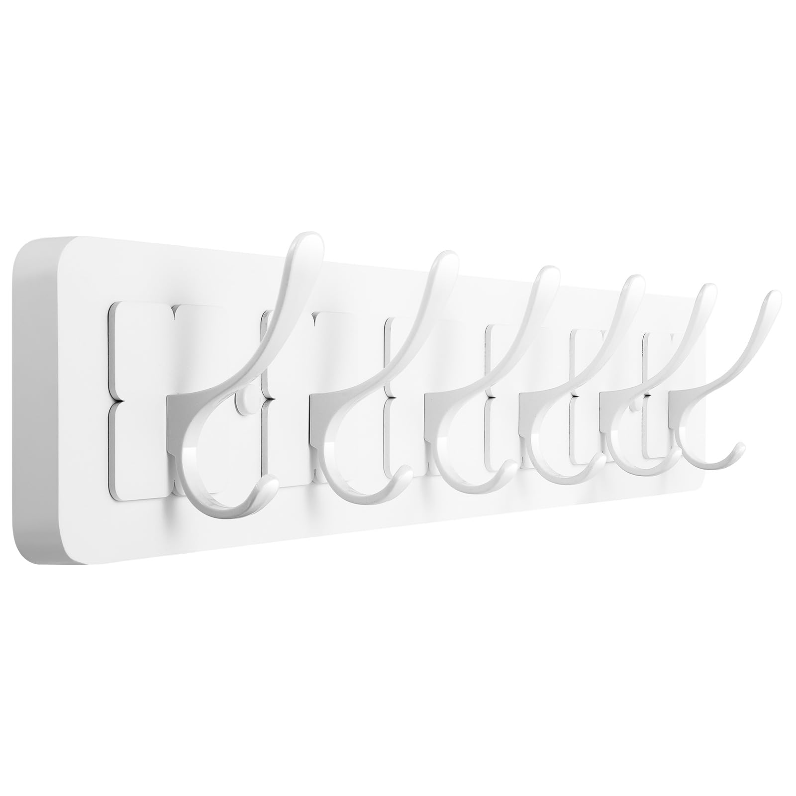 Viebsotg White Coat Rack Wall Mounted,Wooden Wall Coat Rack With 8 Double Hooks For Hanging Coats,Hats,Jackets (, 6 Double Hooks)